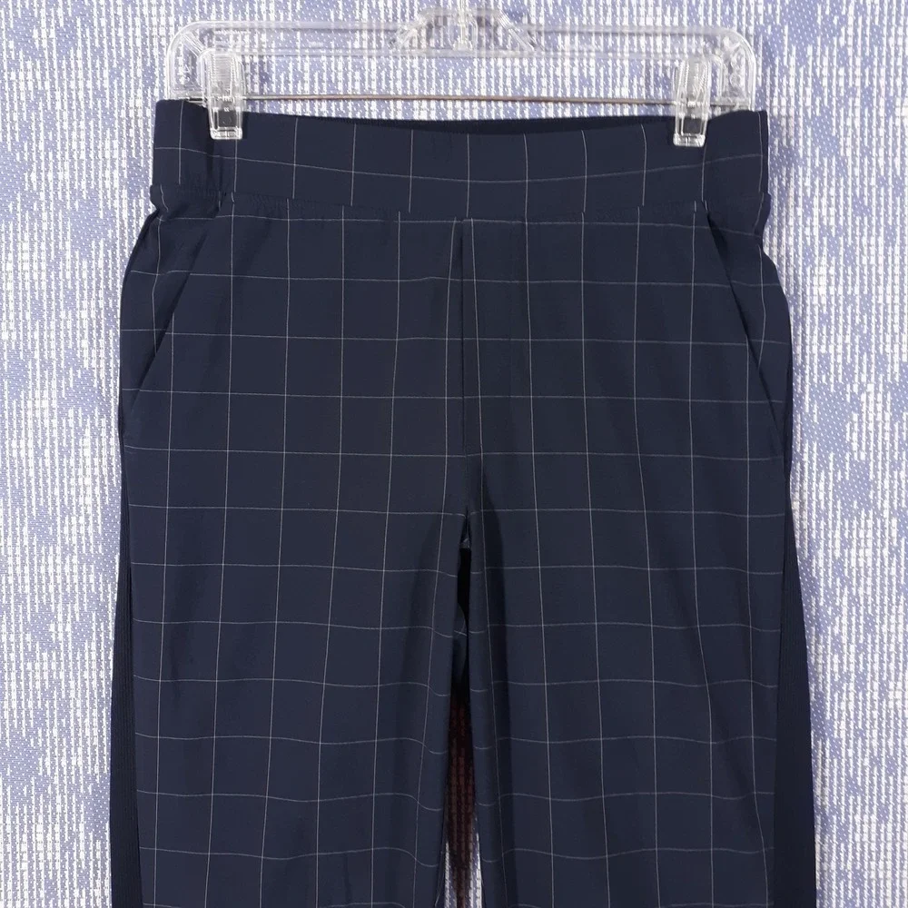 Athleta Brooklyn Textured Ankle Pants Womens Size 4 Blue Elastic Waist